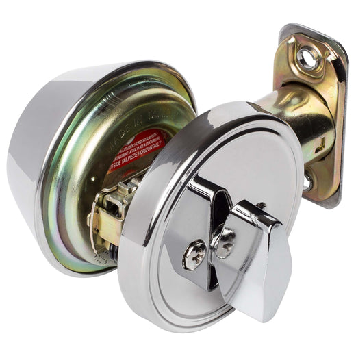 Image Of Keyed Single Cylinder Deadbolt - Chrome Finish - Harney Hardware