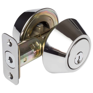 Image Of Keyed Double Cylinder Deadbolt - Chrome Finish - Harney Hardware