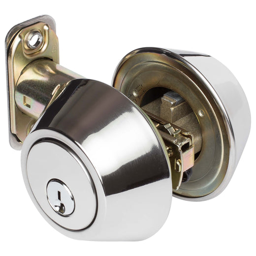 Image Of Keyed Double Cylinder Deadbolt - Chrome Finish - Harney Hardware