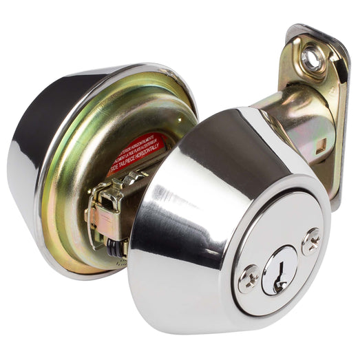 Image Of Keyed Double Cylinder Deadbolt - Chrome Finish - Harney Hardware