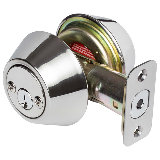 Image Of Keyed Double Cylinder Deadbolt - Chrome Finish - Harney Hardware