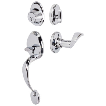 Image Of Front Door Handleset With Interior Right Handed Lever Dakota Collection - Chrome Finish - Harney Hardware