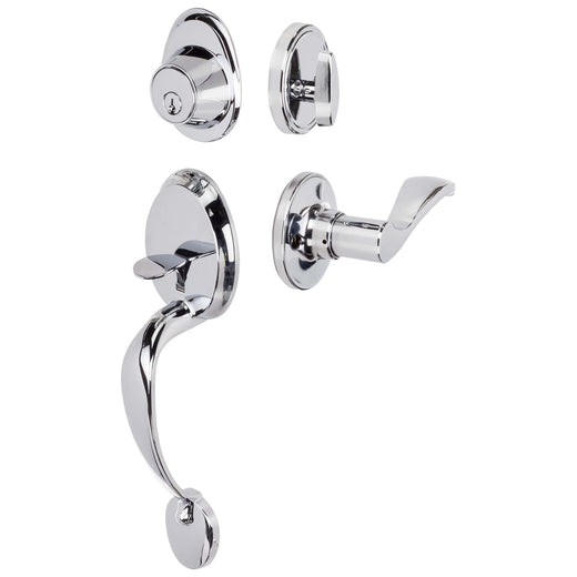 Image Of Front Door Handleset With Interior Right Handed Lever Dakota Collection - Chrome Finish - Harney Hardware