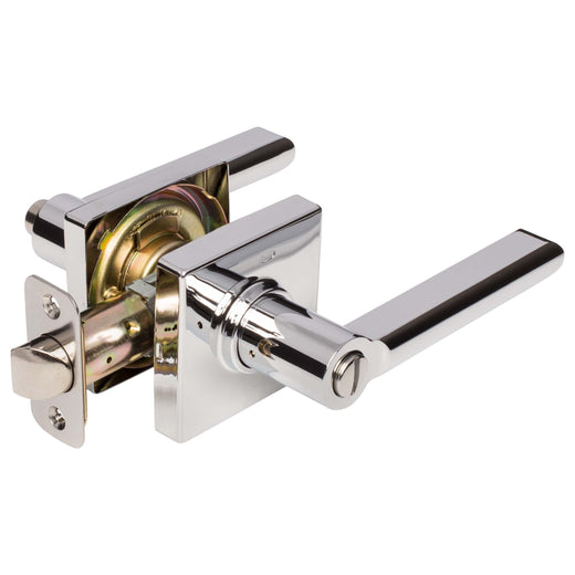 Image Of Door Lever Set Bed / Bath / Privacy Function Contemporary Style Harper Collection - Chrome Finish - Harney Hardware