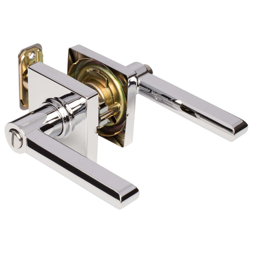 Image Of Door Lever Set Bed / Bath / Privacy Function Contemporary Style Harper Collection - Chrome Finish - Harney Hardware