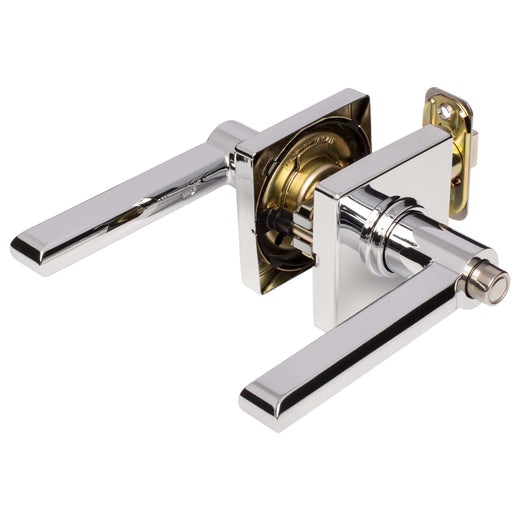 Image Of Door Lever Set Bed / Bath / Privacy Function Contemporary Style Harper Collection - Chrome Finish - Harney Hardware