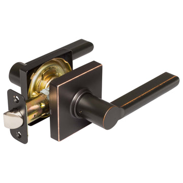 Image Of Door Lever Set Closet / Hall / Passage Function Contemporary Style Harper Collection - Venetian Bronze Finish - Harney Hardware