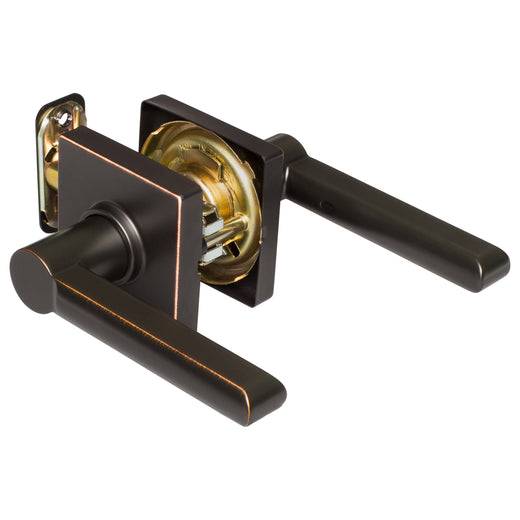 Image Of Door Lever Set Closet / Hall / Passage Function Contemporary Style Harper Collection - Venetian Bronze Finish - Harney Hardware