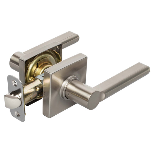 Image Of Door Lever Set Closet / Hall / Passage Function Contemporary Style Harper Collection - Satin Nickel Finish - Harney Hardware