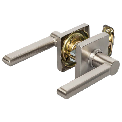 Image Of Door Lever Set Closet / Hall / Passage Function Contemporary Style Harper Collection - Satin Nickel Finish - Harney Hardware