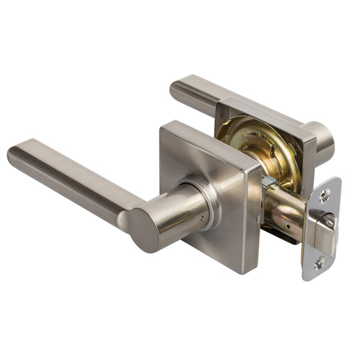 Image Of Door Lever Set Closet / Hall / Passage Function Contemporary Style Harper Collection - Satin Nickel Finish - Harney Hardware