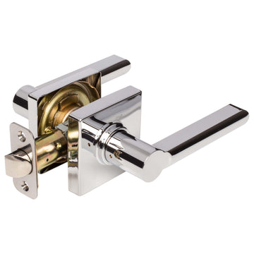 Image Of Door Lever Set Closet / Hall / Passage Function Contemporary Style Harper Collection - Chrome Finish - Harney Hardware