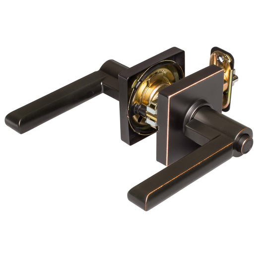 Image Of Door Lever Set Keyed / Entry Function Contemporary Style Harper Collection - Venetian Bronze Finish - Harney Hardware