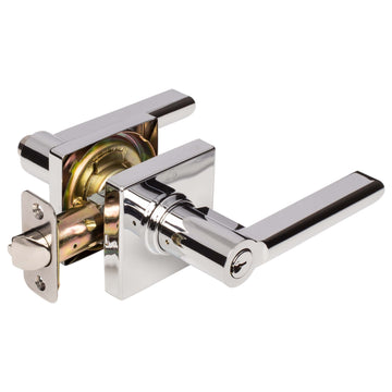 Image Of Door Lever Set Keyed / Entry Function Contemporary Style Harper Collection - Chrome Finish - Harney Hardware