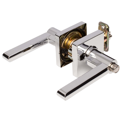 Image Of Door Lever Set Keyed / Entry Function Contemporary Style Harper Collection - Chrome Finish - Harney Hardware
