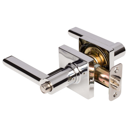 Image Of Door Lever Set Keyed / Entry Function Contemporary Style Harper Collection - Chrome Finish - Harney Hardware