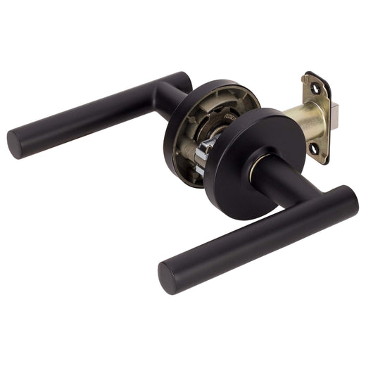 Image Of Door Lever Set Closet / Hall / Passage Function Contemporary Style Riley Collection - Matte Black Finish - Harney Hardware