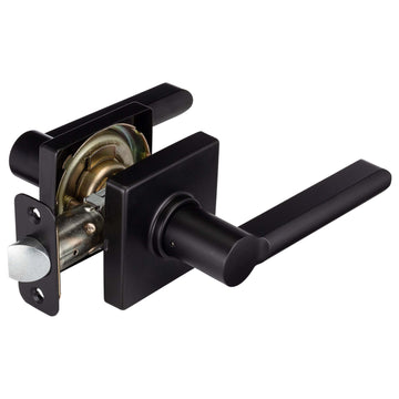 Image Of Door Lever Set Closet / Hall / Passage Function Contemporary Style Harper Collection - Matte Black Finish - Harney Hardware