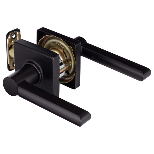 Image Of Door Lever Set Closet / Hall / Passage Function Contemporary Style Harper Collection - Matte Black Finish - Harney Hardware