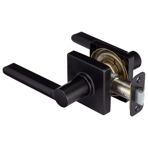 Image Of Door Lever Set Closet / Hall / Passage Function Contemporary Style Harper Collection - Matte Black Finish - Harney Hardware