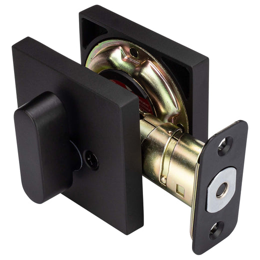 Image Of Keyed Single Cylinder Contemporary Deadbolt -  Square Escutcheon - Matte Black Finish - Harney Hardware