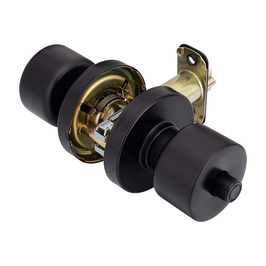 Image Of Door Knob Set Keyed / Entry Function Contemporary Style Brooklyn Collection - Matte Black Finish - Harney Hardware