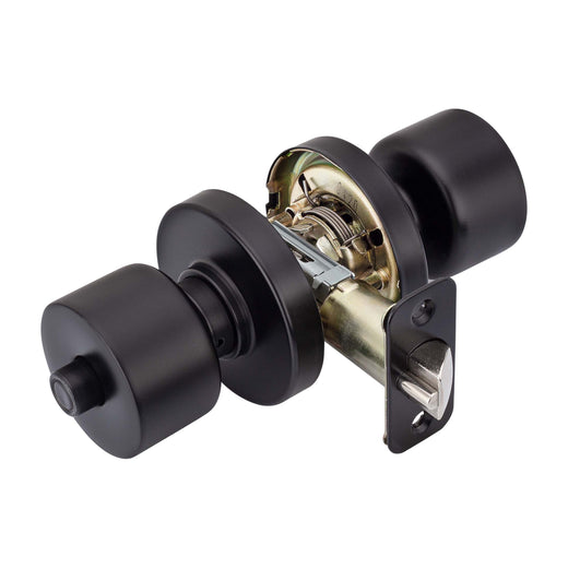 Image Of Door Knob Set Keyed / Entry Function Contemporary Style Brooklyn Collection - Matte Black Finish - Harney Hardware