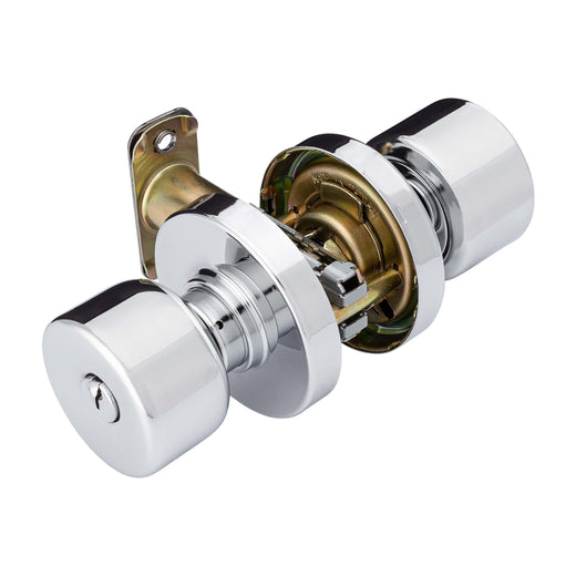 Image Of Door Knob Set Keyed / Entry Function Contemporary Style Brooklyn Collection - Chrome Finish - Harney Hardware