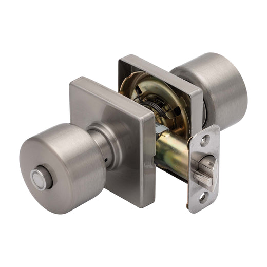 Image Of Door Knob Set Keyed / Entry Function Contemporary Style Oaklyn Collection - Satin Nickel Finish - Harney Hardware