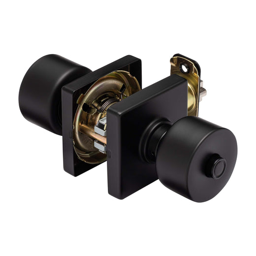Image Of Door Knob Set Keyed / Entry Function Contemporary Style Oaklyn Collection - Matte Black Finish - Harney Hardware