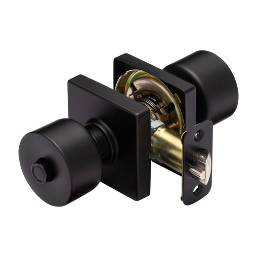 Image Of Door Knob Set Keyed / Entry Function Contemporary Style Oaklyn Collection - Matte Black Finish - Harney Hardware