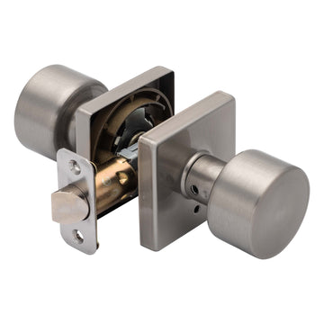 Image Of Door Knob Set Bed / Bath / Privacy Function Contemporary Style Oaklyn Collection - Satin Nickel Finish - Harney Hardware