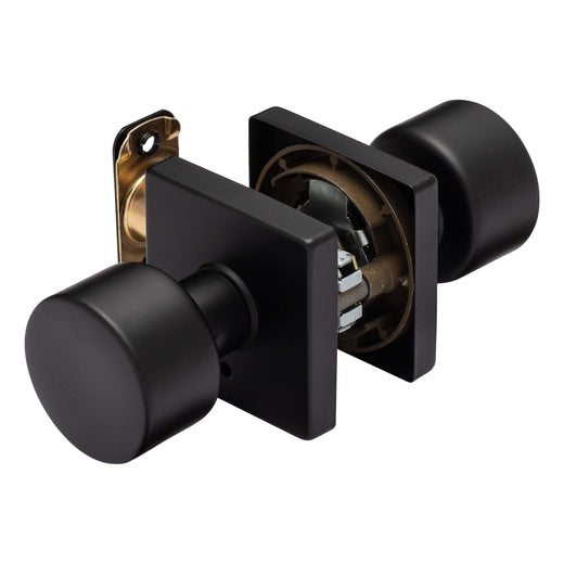 Image Of Door Knob Set Bed / Bath / Privacy Function Contemporary Style Oaklyn Collection - Matte Black Finish - Harney Hardware