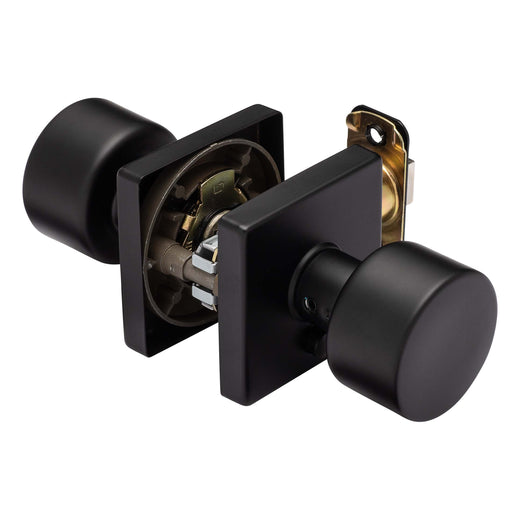 Image Of Door Knob Set Bed / Bath / Privacy Function Contemporary Style Oaklyn Collection - Matte Black Finish - Harney Hardware