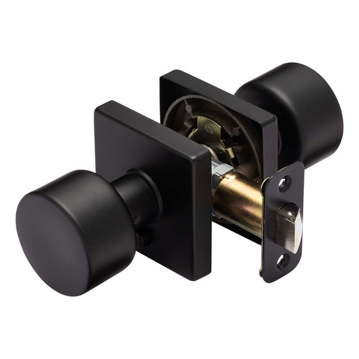 Image Of Door Knob Set Bed / Bath / Privacy Function Contemporary Style Oaklyn Collection - Matte Black Finish - Harney Hardware
