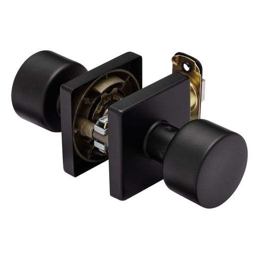 Image Of Door Knob Set Closet / Hall / Passage Function Contemporary Style Oaklyn Collection - Matte Black Finish - Harney Hardware