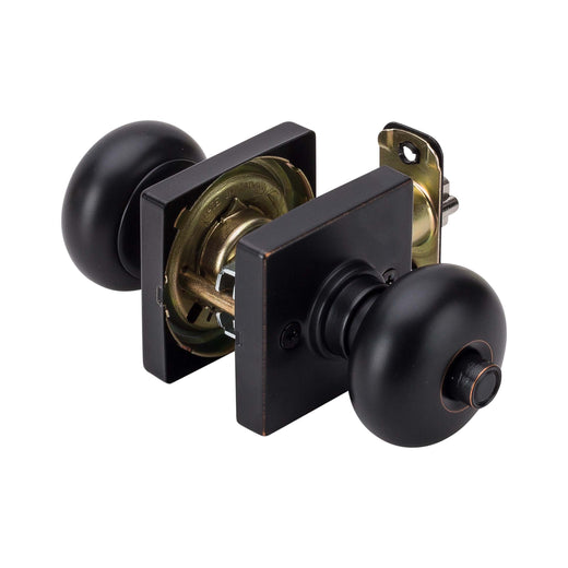 Image Of Door Knob Set Keyed / Entry Function Contemporary Style Kendall Collection - Venetian Bronze Finish - Harney Hardware