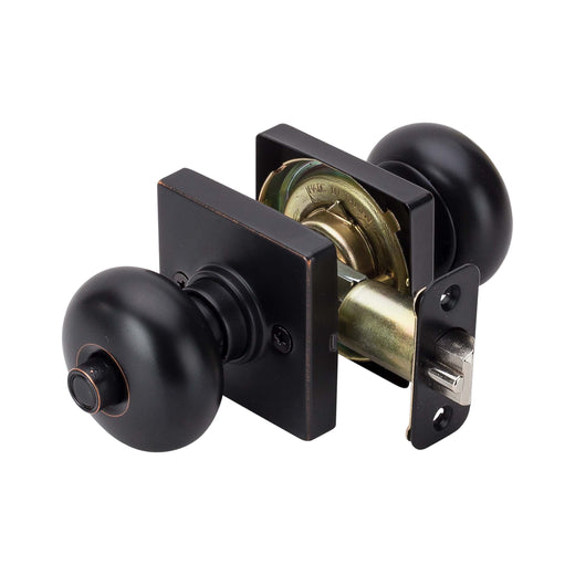 Image Of Door Knob Set Keyed / Entry Function Contemporary Style Kendall Collection - Venetian Bronze Finish - Harney Hardware