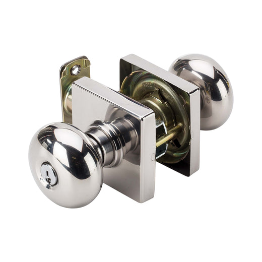 Image Of Door Knob Set Keyed / Entry Function Contemporary Style Kendall Collection - Chrome Finish - Harney Hardware