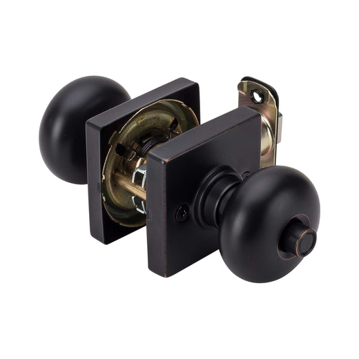 Image Of Door Knob Set Bed / Bath / Privacy Function Contemporary Style Kendall Collection - Venetian Bronze Finish - Harney Hardware