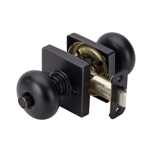 Image Of Door Knob Set Bed / Bath / Privacy Function Contemporary Style Kendall Collection - Venetian Bronze Finish - Harney Hardware
