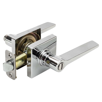 Image Of Door Lever Set Bed / Bath / Privacy Function Contemporary Style Palm Collection - Chrome Finish - Harney Hardware
