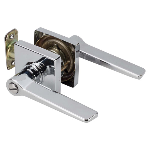 Image Of Door Lever Set Bed / Bath / Privacy Function Contemporary Style Palm Collection - Chrome Finish - Harney Hardware