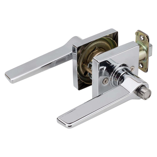 Image Of Door Lever Set Bed / Bath / Privacy Function Contemporary Style Palm Collection - Chrome Finish - Harney Hardware