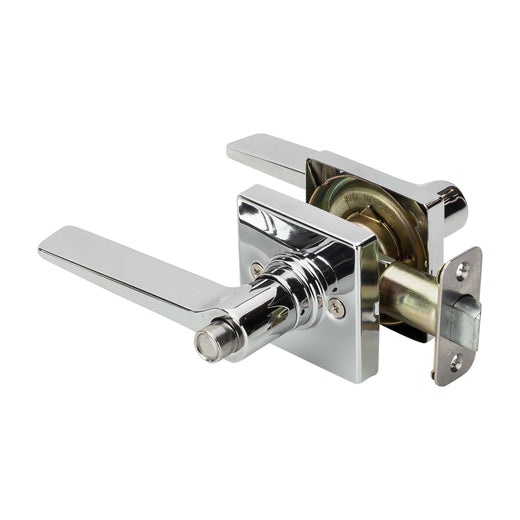 Image Of Door Lever Set Bed / Bath / Privacy Function Contemporary Style Palm Collection - Chrome Finish - Harney Hardware