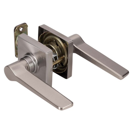 Image Of Door Lever Set Closet / Hall / Passage Function Contemporary Style Palm Collection - Satin Nickel Finish - Harney Hardware