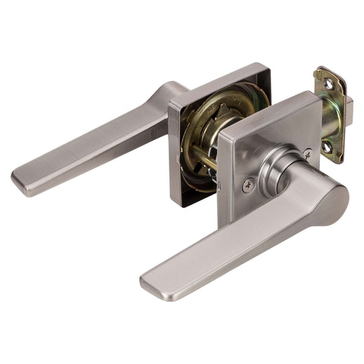 Image Of Door Lever Set Closet / Hall / Passage Function Contemporary Style Palm Collection - Satin Nickel Finish - Harney Hardware