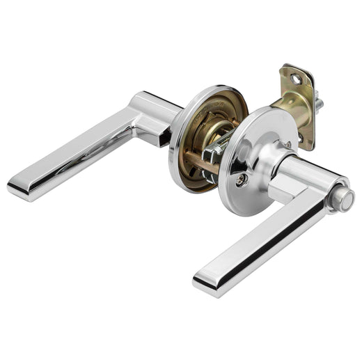 Image Of Door Lever Set Keyed / Entry Function Contemporary Style Fallon Collection - Chrome Finish - Harney Hardware