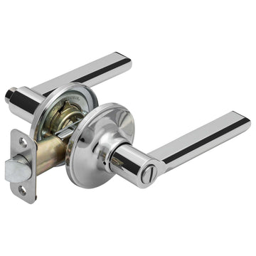 Image Of Door Lever Set Bed / Bath / Privacy Function Contemporary Style Fallon Collection - Chrome Finish - Harney Hardware