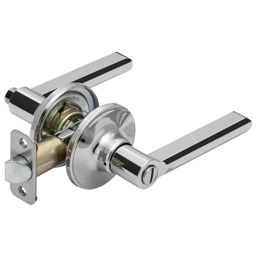 Image Of Door Lever Set Bed / Bath / Privacy Function Contemporary Style Fallon Collection - Chrome Finish - Harney Hardware